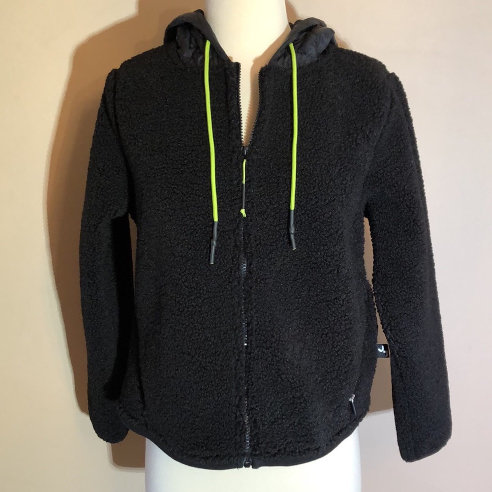Women’s Black Full Zip Sherpa Jacket w/ Hood